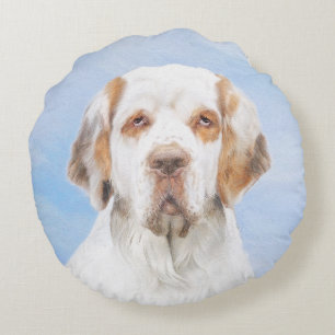 Clumber-spaniel schilderen - Kute Original Dog Art Rond Kussen