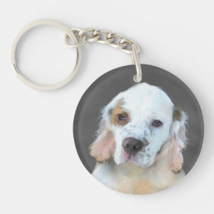 Clumber-spaniel schilderen - Kute Original Dog Art Sleutelhanger
