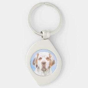 Clumber-spaniel schilderen - Kute Original Dog Art Sleutelhanger