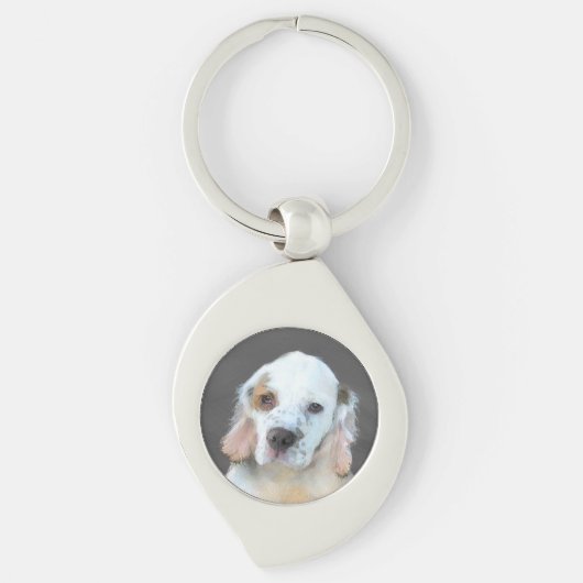 Clumber-spaniel schilderen - Kute Original Dog Art Sleutelhanger (Voorkant)