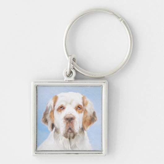 Clumber-spaniel schilderen - Kute Original Dog Art Sleutelhanger (Voorkant)