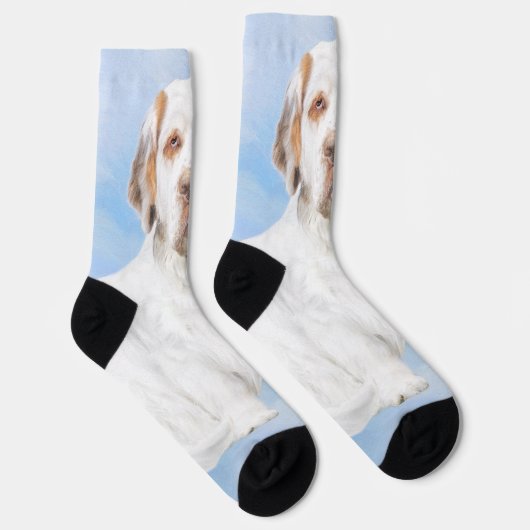 Clumber-spaniel schilderen - Kute Original Dog Art Sokken (Rechts)