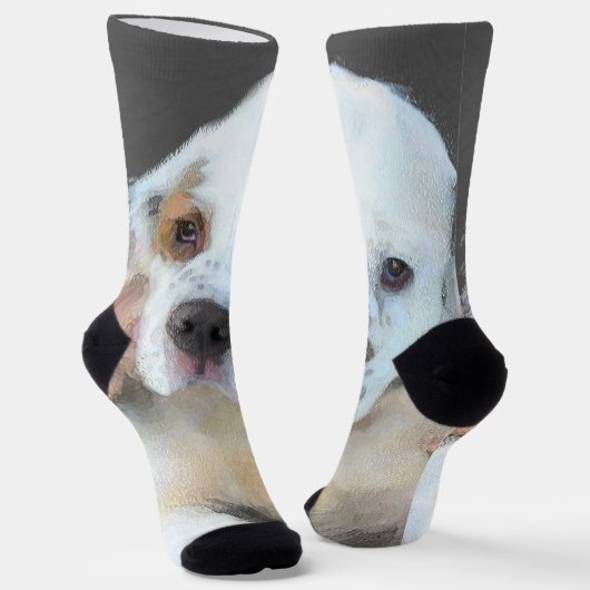 Clumber-spaniel schilderen - Kute Original Dog Art Sokken (Gebogen)