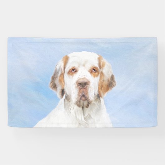 Clumber-spaniel schilderen - Kute Original Dog Art Spandoek (Horizontaal)