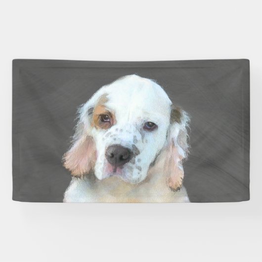 Clumber-spaniel schilderen - Kute Original Dog Art Spandoek (Horizontaal)