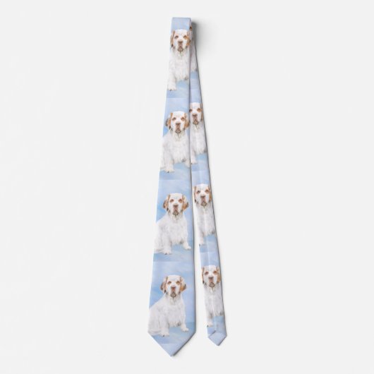 Clumber-spaniel schilderen - Kute Original Dog Art Stropdas (Voorkant)