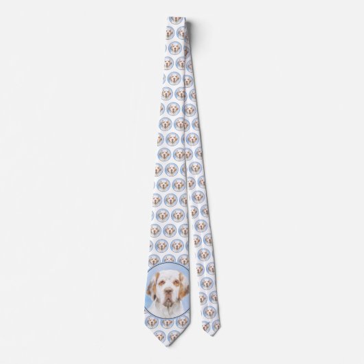 Clumber-spaniel schilderen - Kute Original Dog Art Stropdas (Voorkant)