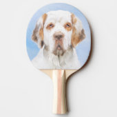 Clumber-spaniel schilderen - Kute Original Dog Art Tafeltennisbatje (Achterkant)