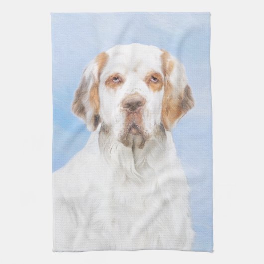 Clumber-spaniel schilderen - Kute Original Dog Art Theedoek (Verticaal)