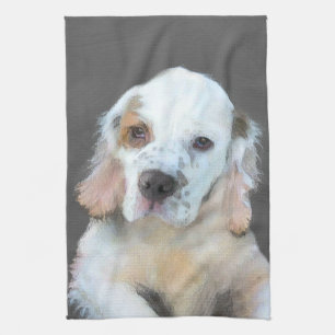 Clumber-spaniel schilderen - Kute Original Dog Art Theedoek