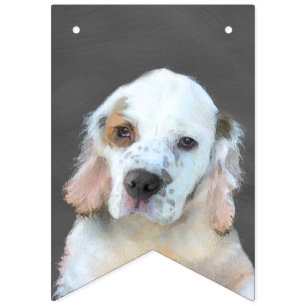 Clumber-spaniel schilderen - Kute Original Dog Art Vlaggetjes