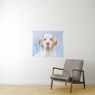 Clumber-spaniel schilderen - Kute Original Dog Art Wandkleed