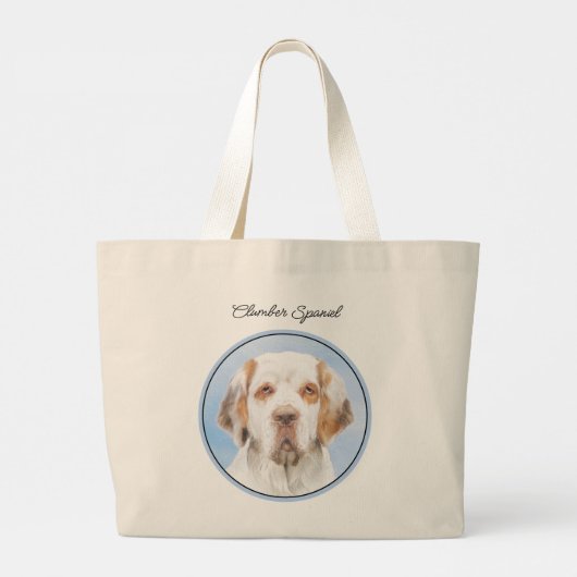 Clumber Spaniel Schilderen Schattigee Originele Pe Grote Tote Bag (Achterkant)