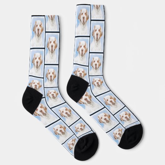 Clumber Spaniel Schilderen Schattigee Originele Pe Sokken (Rechts)