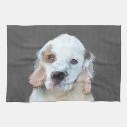 Clumber Spaniel Schilderij - Mooie Originele Honde Theedoek (Horizontaal)