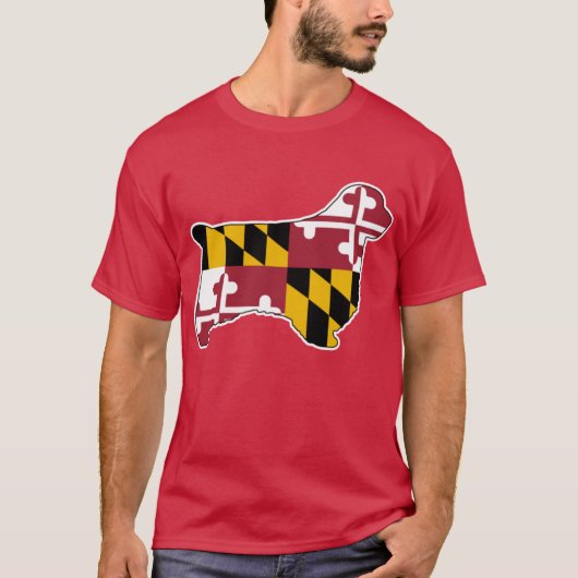 Clumber Spaniel Silhouette met Maryland State Fla T-shirt (Voorkant)