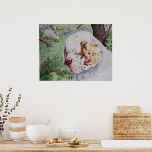 Clumber Spaniel - Spring Woodland print (Keuken)