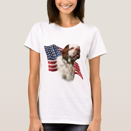 Clumber Spaniel Vlag T-shirt (Voorkant)