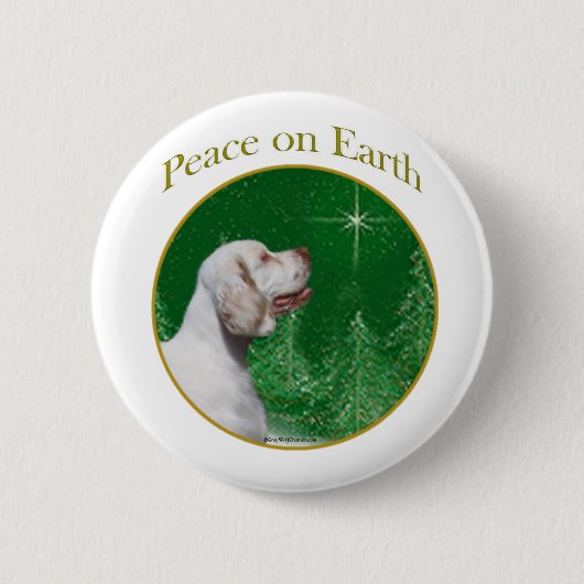 Clumber Spaniel vrede Ronde Button 5,7 Cm (Voorkant)