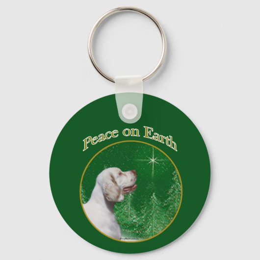 Clumber Spaniel vrede Sleutelhanger (Voorkant)