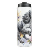 Clumber Spaniel's vreugdevolle bloemenstreepje Thermosbeker (Voorkant)