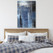 'Clumsy' Blauw en Grijs Abstract Art Canvas Print (Insitu (Slaapkamer))