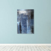 'Clumsy' Blauw en Grijs Abstract Art Canvas Print (Insitu (Houten vloer))