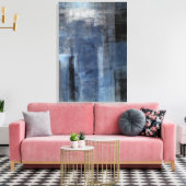 'Clumsy' Blauw en Grijs Abstract Art Canvas Print (Insitu (Woonkamer))