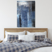 'Clumsy' Blauw en Grijs Abstract Art Canvas Print (Insitu (Slaapkamer))