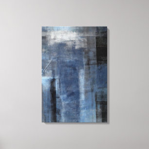 'Clumsy' Blauw en Grijs Abstract Art Canvas Print