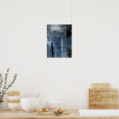 'Clumsy' Blue en Grey Abstract Art Poster (Keuken)