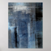 'Clumsy' Blue en Grey Abstract Art Poster (Voorkant)