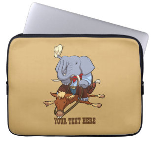 Clumsy Cowboy Elephant Funny Horse Rider Cartoon Laptop Sleeve