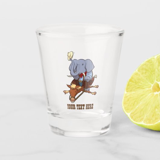 Clumsy Cowboy Elephant Funny Horse Rider Cartoon Shot Glas (Voorkant)