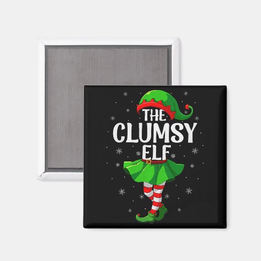 Clumsy Elf Christmas Girls Women Elf Squad Xmas Fa Magneet (Voorkant / Achterkant)