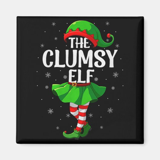 Clumsy Elf Christmas Girls Women Elf Squad Xmas Fa Magneet (Voorkant)