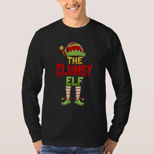 Clumsy ELF Family Matching Group Christmas Pajamas T-shirt (Voorkant)