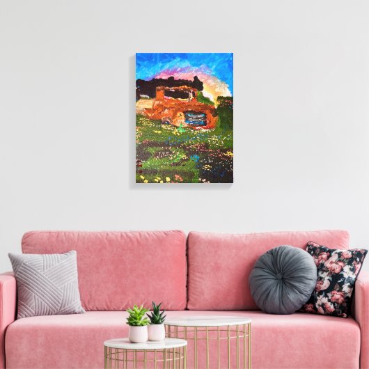 Clunker in de tuin canvas afdruk (Insitu (Woonkamer))