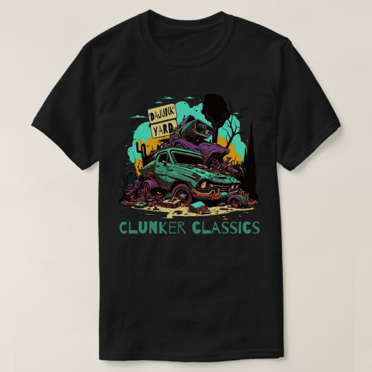 Clunker klassiekers junkyard auto's t-shirt (Design voorkant)