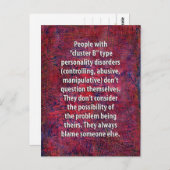 Cluster "B" Personality Disorders Briefkaart (Voorkant / Achterkant)