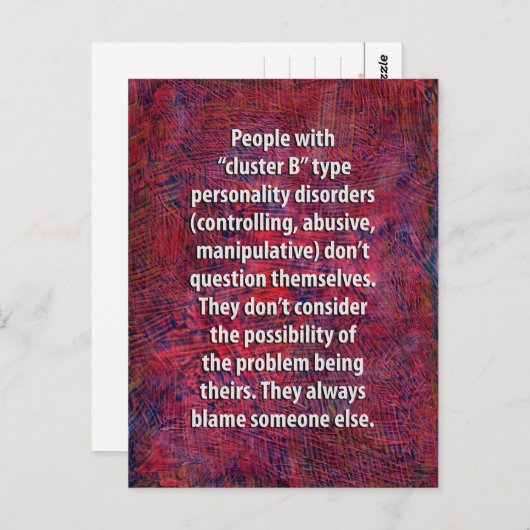 Cluster "B" Personality Disorders Briefkaart (Voorkant / Achterkant)
