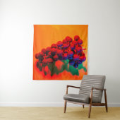 Cluster blauwe druif in oranje neonlicht. Voedsel  Wandkleed (In Situ (horizontaal))