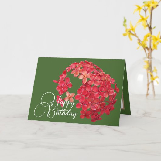 Cluster met groene achtergrond van kleine rode blo kaart (Gele Bloem)