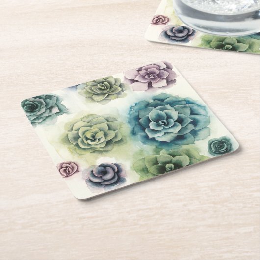 Cluster Succulenten Kartonnen Onderzetters (Schuin)