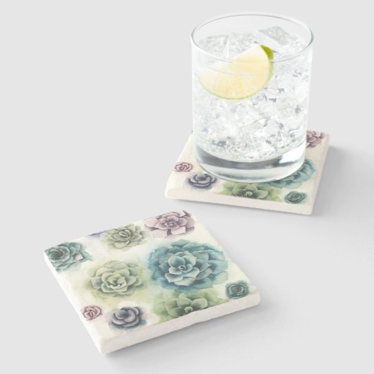 Cluster Succulenten Stenen Onderzetter (Zijkant)