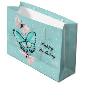 Cluster van blauwe en roze vlinders groot cadeauzakje (Voorkant Gekanteld)