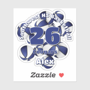 Cluster van Blauwe Team Kleuren Basketballen kinde Sticker