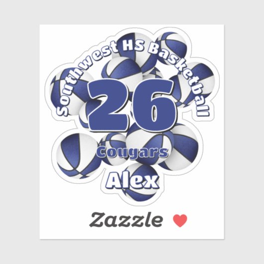 Cluster van Blauwe Team Kleuren Basketballen kinde Sticker (Vel)