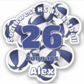 Cluster van Blauwe Team Kleuren Basketballen kinde Sticker (Voorkant)