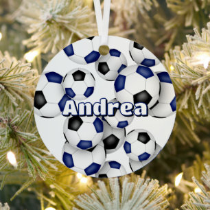 Cluster van Blauwe Zwarte voetballen Sport Keepsak Metalen Ornament